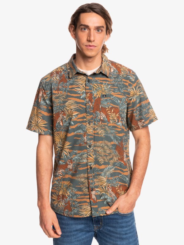 Urban Chic Tiger Tracks Quiksilver Tiger Tracks Short Sleeve Men's Shirts | 194372UZN