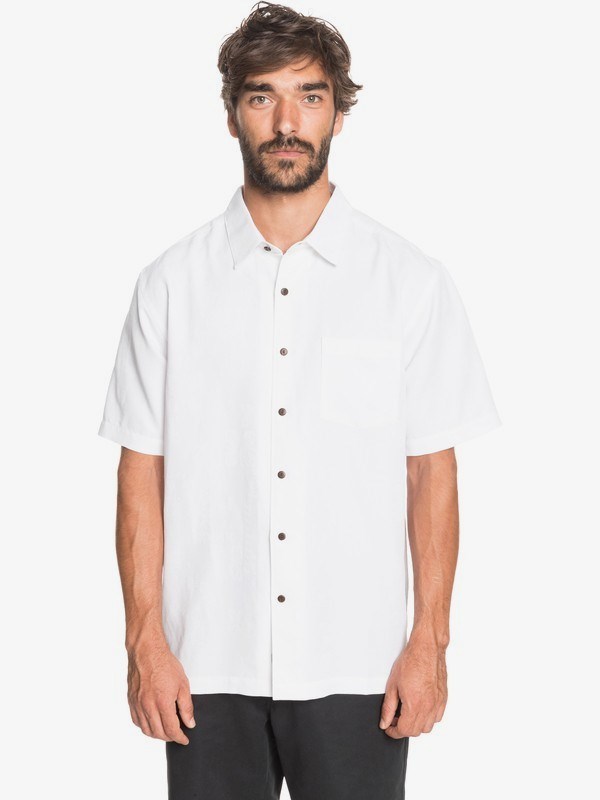 White Quiksilver Waterman Kelpies Bay Short Sleeve Men's Shirts | 967201WHR