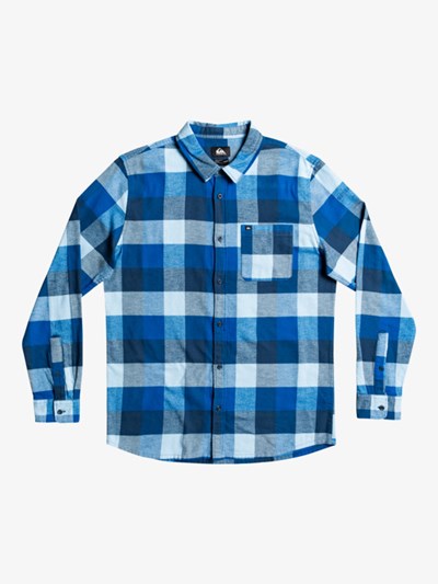 Airy Blue Motrherfly Quiksilver Motherfly Long Sleeve Flannel Men's Shirts | 637049CLN