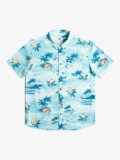 Angel Blue Birdwatcher Quiksilver Birdwatcher Short Sleeve Men's Shirts | 063945BTG