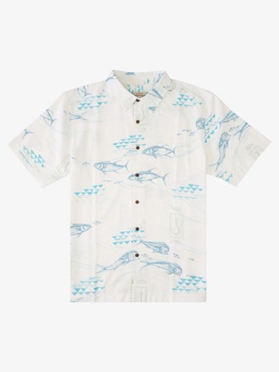 Antique White Late Poke Quiksilver Waterman Late Poke Short Sleeve Men's Shirts | 387619UAS