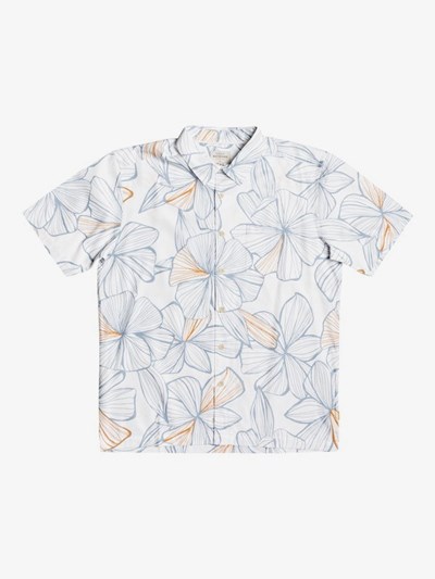 Antique White Liney Magnolia Quiksilver Waterman Liney Magnolia Short Sleeve Men's Shirts | 962371GJD