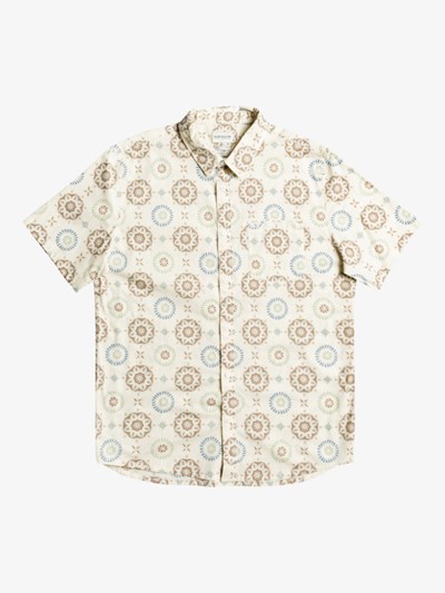 Antique White Sun Spots Quiksilver Sun Spot Stretch Short Sleeve Men's Shirts | 039765SOZ