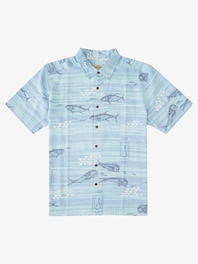 Aquatic Late Poke Quiksilver Waterman Late Poke Short Sleeve Men's Shirts | 158403QXG