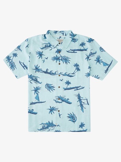 Aquatic Paddle Around Quiksilver Waterman Paddle Around Short Sleeve Men's Shirts | 065847ZEC