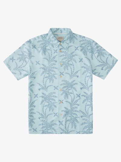 Aquatic Shading Palms Quiksilver Waterman Shading Palms Short Sleeve Men's Shirts | 152368LAI