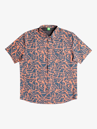 Aragon Abstract Logo Quiksilver Doldrums Short Sleeve Men's Shirts | 781293JTR