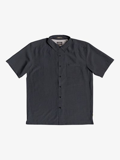 Black Centinella Quiksilver Waterman Centinela Short Sleeve Men's Shirts | 351876ZVU