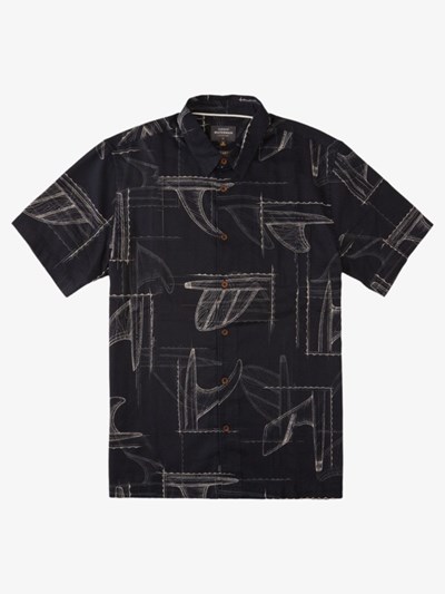 Black Fin Party Quiksilver Waterman Fin Party Short Sleeve Men's Shirts | 062189JSU