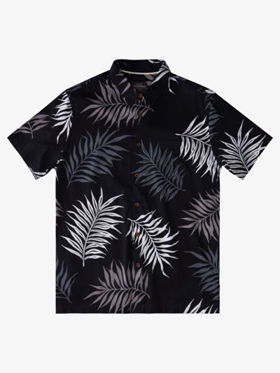 Black Halawa Quiksilver Waterman Halawa Beach Short Sleeve Men's Shirts | 026748APN