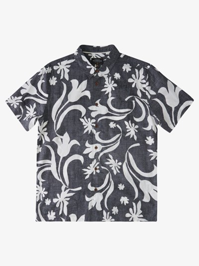 Black Kalaupapa Quiksilver Waterman Kalaupapa Short Sleeve Men's Shirts | 295074FQZ