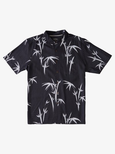 Black Panda Food Quiksilver Waterman Panda Food Short Sleeve Men's Shirts | 418507DSN