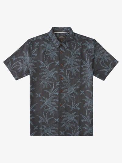 Black Shading Palms Quiksilver Waterman Shading Palms Short Sleeve Men's Shirts | 430928EXB