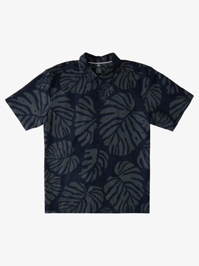 Black Under Jungle Woven Quiksilver Waterman Under Jungle Short Sleeve Men's Shirts | 137405FIB