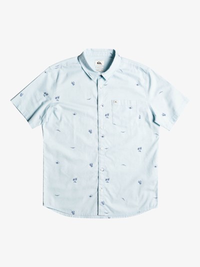 Blue Grey Spaced Out Quiksilver Spaced Out Short Sleeve Men's Shirts | 187253RCO