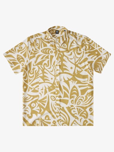 Burnished Gold Kailua Cruiser Quiksilver Waterman Kailua Cruiser Short Sleeve Surf Men's Shirts | 247531HAC