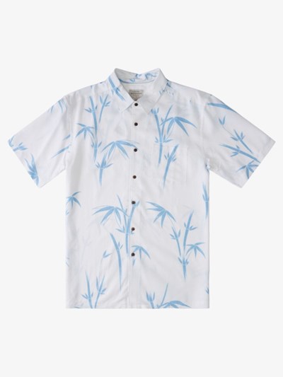 Dusk Blue Panda Food Quiksilver Waterman Panda Food Short Sleeve Men's Shirts | 172590XYT