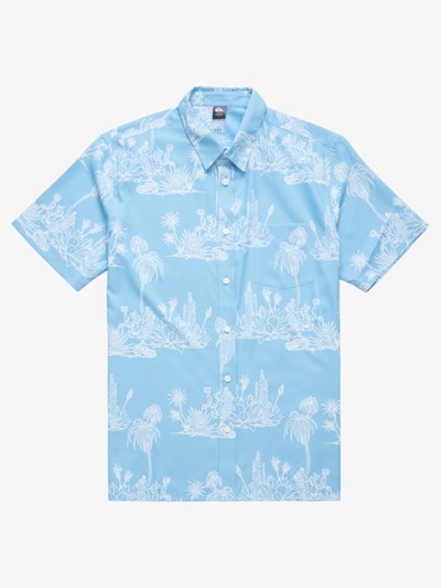 Dusk Blue Surfshirt Quiksilver Waterman Kailua Cruiser Short Sleeve Surf Men's Shirts | 263570WRJ