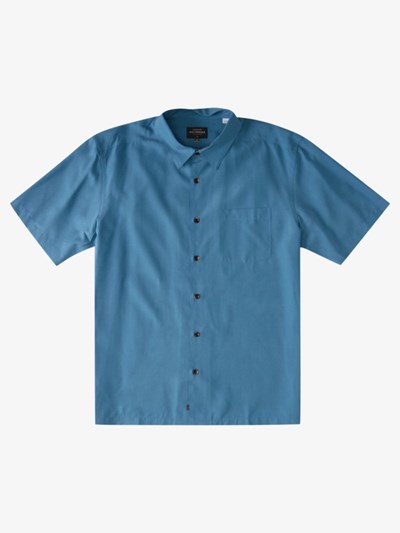 Ensign Blue Cane Island Quiksilver Waterman Cane Island Short Sleeve Men's Shirts | 368159WMA