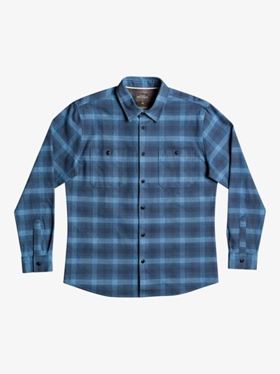 Ensign Blue Cliffedge Quiksilver Waterman Cliff Edge Long Sleeve Men's Shirts | 597142FUO