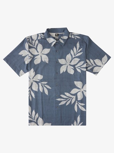 Ensign Blue Night Movers Quiksilver Waterman Night Movers Short Sleeve Men's Shirts | 243098WNT