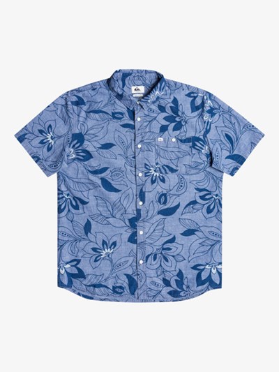 Faded Denim Groveler Quiksilver Groveler Short Sleeve Men's Shirts | 043598NLC