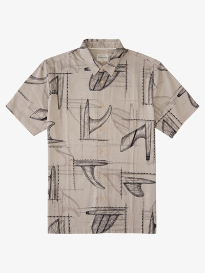 Flint Gray Fin Party Quiksilver Waterman Fin Party Short Sleeve Men's Shirts | 601382VJG