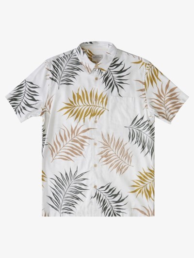 Four Leaf Clover Halawa Quiksilver Waterman Halawa Beach Short Sleeve Men's Shirts | 047251JGN