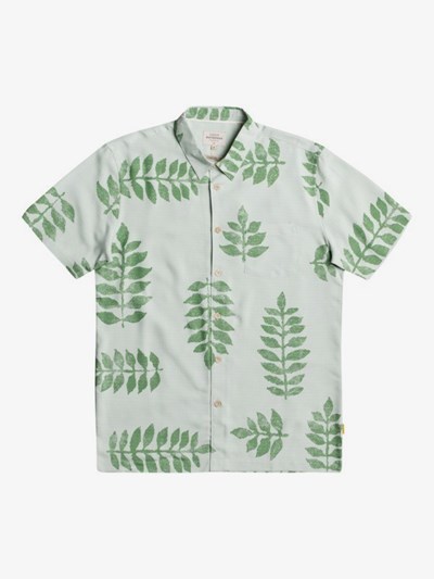 Harbor Gray Forest Floor Quiksilver Waterman Forrest Floor Short Sleeve Men's Shirts | 453726RJB