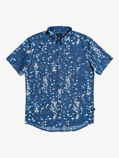 Majolica Blue Tripping Daisy Quiksilver Tripping Daisy Short Sleeve Men's Shirts | 829137EDA