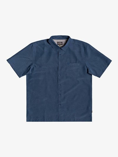 Midnight Navy Centinella Quiksilver Waterman Centinela Short Sleeve Men's Shirts | 356728YIF