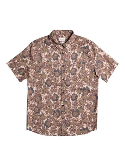 Oatmeal Earthly Delights Quiksilver Earthly Delights Short Sleeve Men's Shirts | 687901JWI