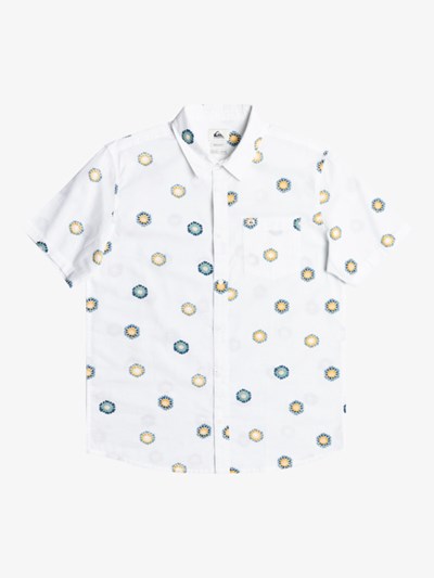 Snow White Cosmos Quiksilver Cosmos Short Sleeve Men's Shirts | 261834AFN