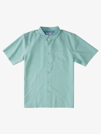 Subtle Green Centinella Quiksilver Waterman Centinela Short Sleeve Men's Shirts | 937061SVU