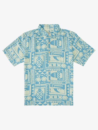 Subtle Green Dogatch Quiksilver Waterman Dogpatch Vibes Short Sleeve Men's Shirts | 058792OYI