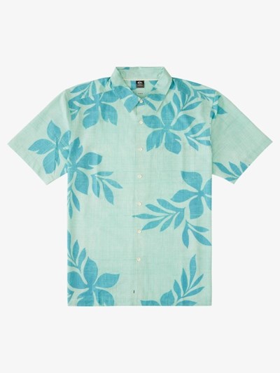 Subtle Green Night Movers Quiksilver Waterman Night Movers Short Sleeve Men's Shirts | 546283LJK