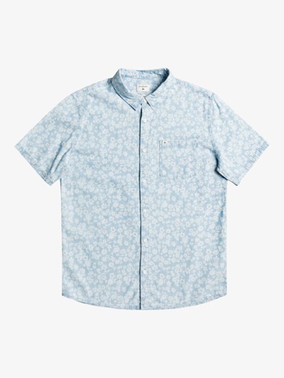 Trellis Chambray Quiksilver Axwell Short Sleeve Men's Shirts | 743158BXP