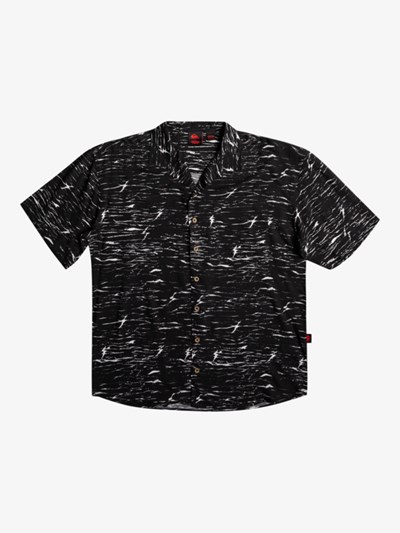 Upside Down Static Black Quiksilver Quiksilver x Stranger Things Veinscose Short Sleeve Men's Shirts | 078396GBV